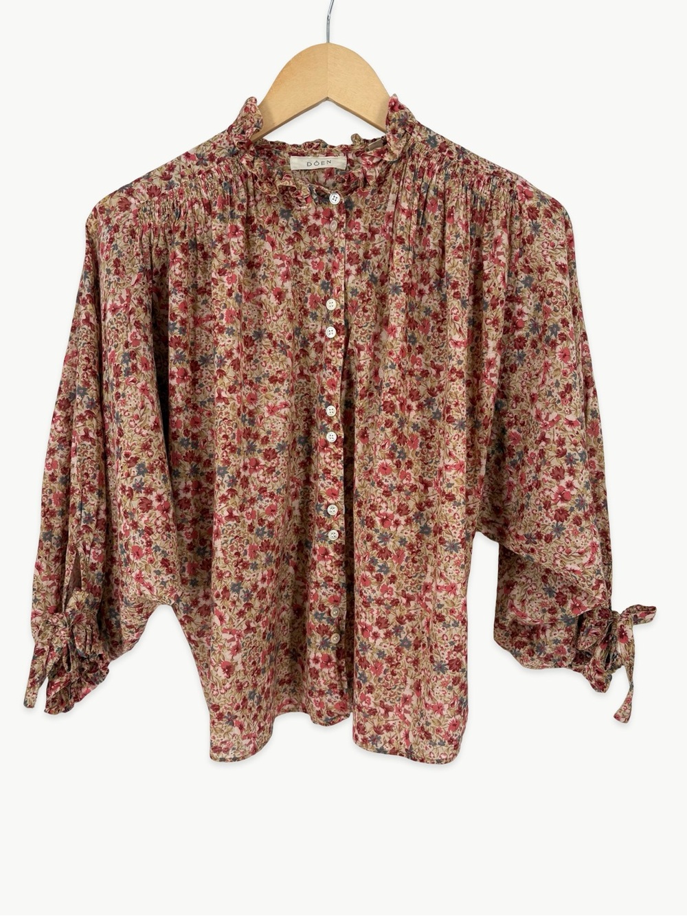 DÔEN Rose Blouse Size Small in Pink Valley Floral Cotton Viscose Relaxed Fit - Picture 8 of 16
